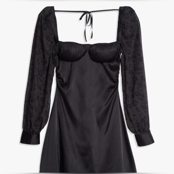 🆕 WEWOREWHAT Danielle BernsteiN Black Satin Mini Dress SIZE 6 - Picture 4 of 13